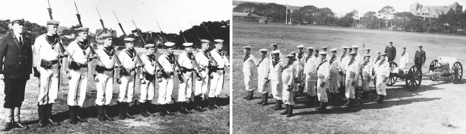 Berthed in Rose Bay, nearby Lyne Park was used to teach rifle drill and field gun procedures.