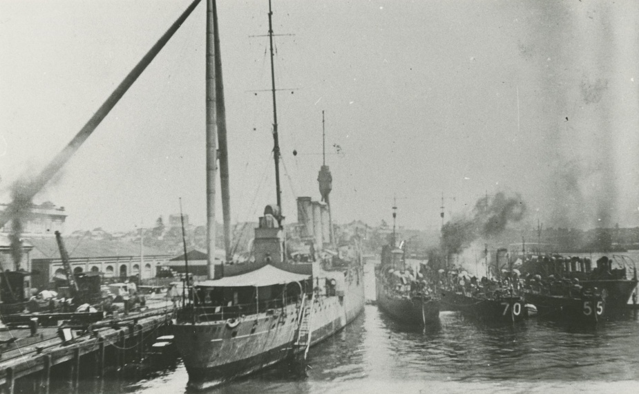 Warrego and her sister destroyers nested at Garden Island following their return to Australia.