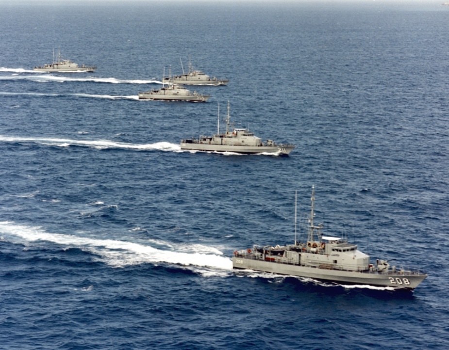 Whyalla in formation with her sister Fremantle class 'boats'.