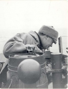 Commander Spurgeon on the bridge of HMS Echo