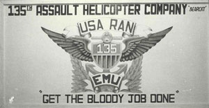 Sign board of 135th Assault Helicopter Company at Bearcat.