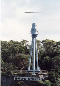 Sydney’s mast preserved on Bradleys Head and now saluted by every warship as they sail past. (Defence)