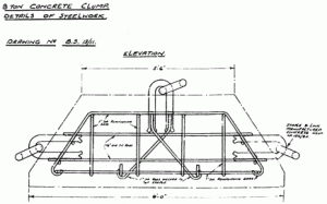 8 ton concrete clump, details of steelwork.