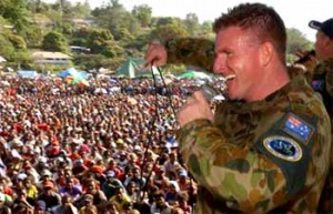 Leading Seaman musician Jason Beach performs at a concert held in Honiara to celebrate the second anniversary of the Regional Assistance Mission to the Solomon Islands.