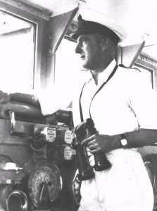 Captain Joseph Burnett on Sydney's bridge, May 1941.