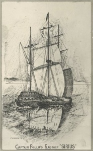 The flagship of the First Fleet in which Robert Watson served as quartermaster, HMS Sirius.