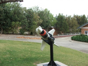 A model of the Ikara torpedo carrying guided missile on display aboard HMAS Watson.