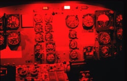 Huey instrument panel during night operations.