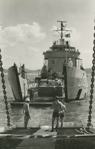 Tarakan preparing to conduct a stern door marriage with HMAS Tobruk in Shoalwater Bay.