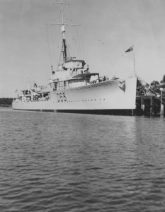 Vampire alongside HMAS Cerberus (Flinders Naval Depot) Westernport, Victoria, circa 1938.