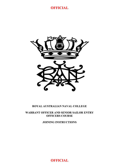 Warrant Officer And Senior Sailor Entry Officers' Course (01/19) - Joining Instructions.