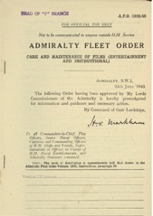 Admiralty Fleet Orders 1943 - 2920