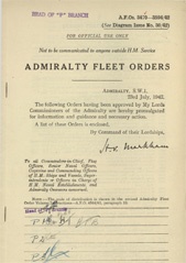 Admiralty Fleet Orders 1942 - 3470-3594