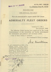 Admiralty Fleet Orders 1943 - 4907-5049