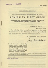 Admiralty Fleet Orders 1943 - 887