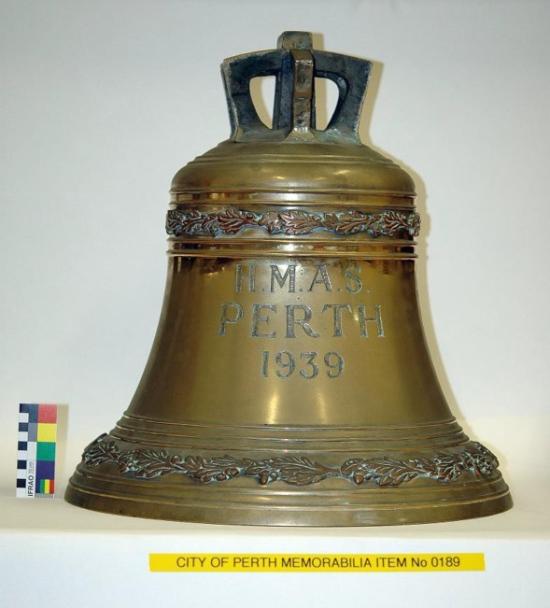 The restored bell from HMAS Perth.