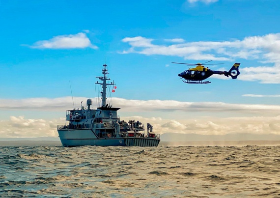 HMAS Gascoyne at sea conducting Aviation operations during her Unit Readiness Evaluation off the coast of New South Wales.