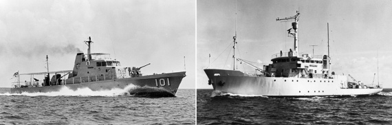 Left: HMAS Bayonet. Right: HMAS Flinders