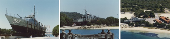 The Fremantle Class Patrol Boat HMAS Geraldton (II) nestles in amongst the greenery while undergoing a refit at HMAS Stirling, Fleet Base West on Garden Island, WA.