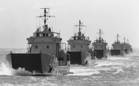 HMAS Labuan leading the LCH squadron.