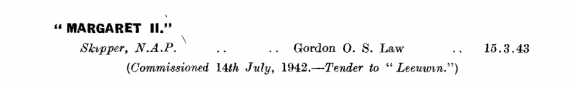 HMAS Margaret II first appeared in the January 1944 edition of the Navy List: https://seapower.navy.gov.au/sites/default/files/documents/Navy_List-January-1944.pdf