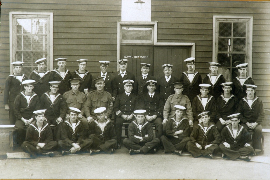 The Newcastle Unit of the Royal Australian Naval Reserve. Pictured in front of the new naval depot, circa 1911. Provided courtesy of Newcastle Region Library.