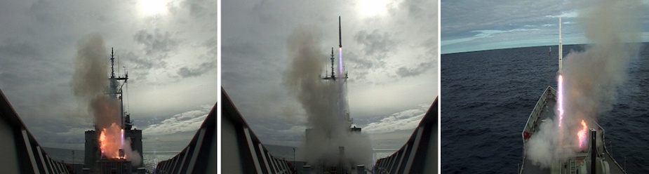 Sydney firing an Evolved Sea Sparrow Missile.