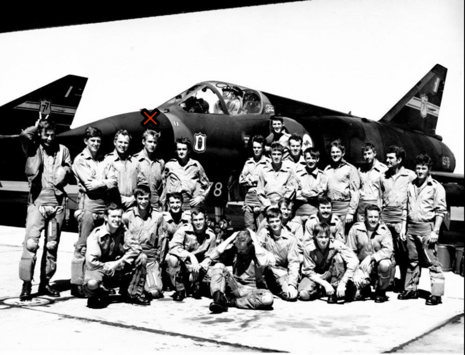 Barry Evans, fourth from left in the back row, while undertaking No 78 Pilots Course