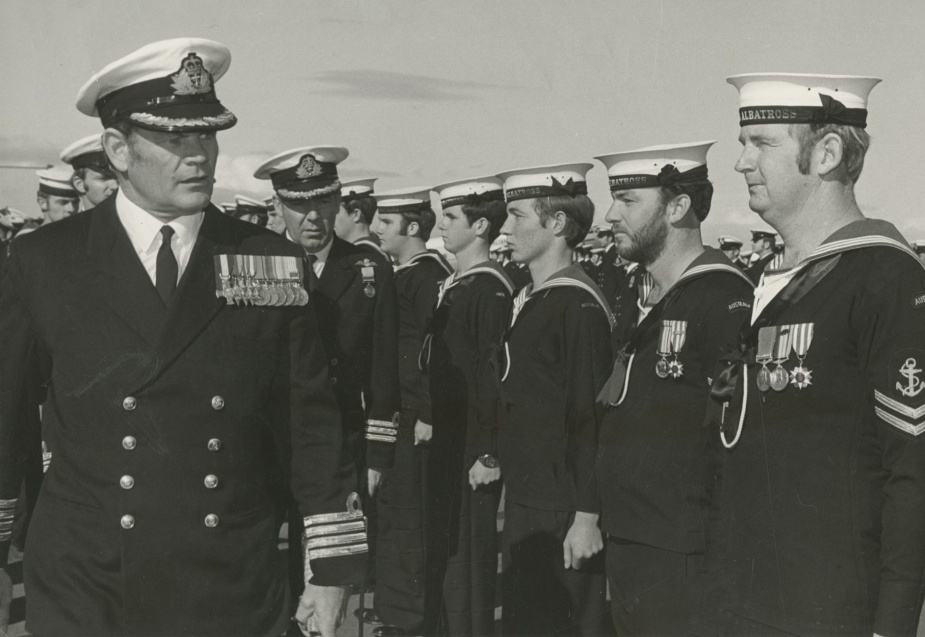 Captain Robertson conducts an inspection of Air Training Division No 2.