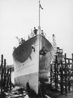 Bendigo on the slipway prior to being launched.