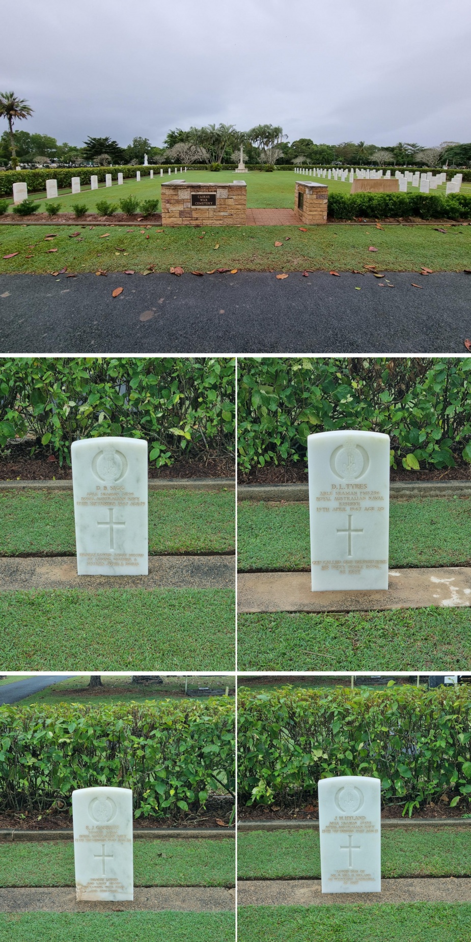 The four RAN members lost in Warrnambool are interred in the Cairns War Cemetery. 