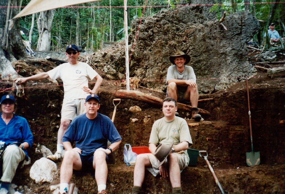 The 2001 dig team. L-R: Denise Donlon, Russell Lain, Richard Chartier, Professor Johan Duflou and Matt Blenkin.