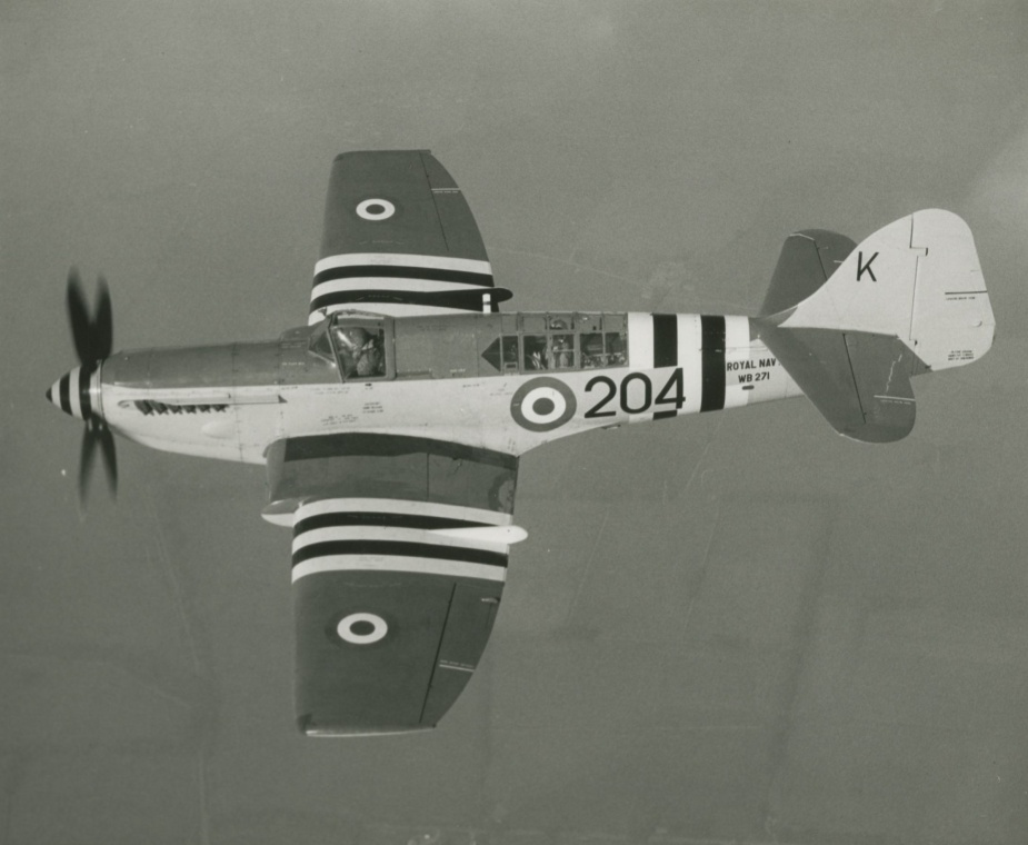 A RAN Firefly (on loan from the RN) bearing the black and white markings of the UN.