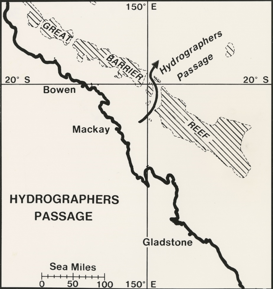 The crew of HMAS Flinders confirmed the existence of an alternate deep passage route through the Great Barrier Reef, which would be named ‘Hydrographers Passage’