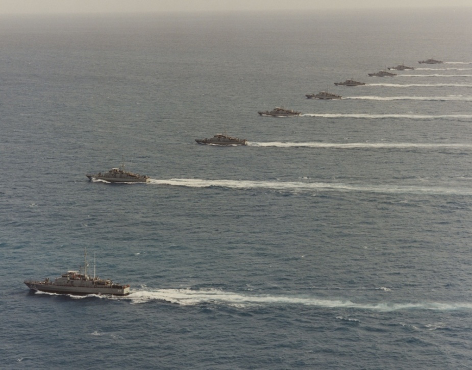 Fremantle Class patrol boats conducting Officer of the Watch manoeuvres during a scheduled SQUADEX.