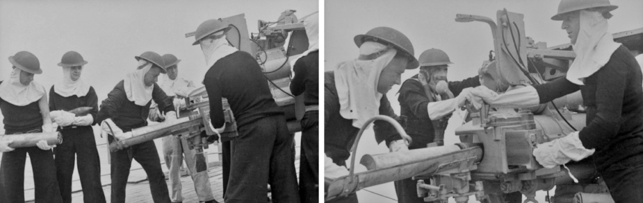 Gunnery training on board HMAS Orara. (AWM)