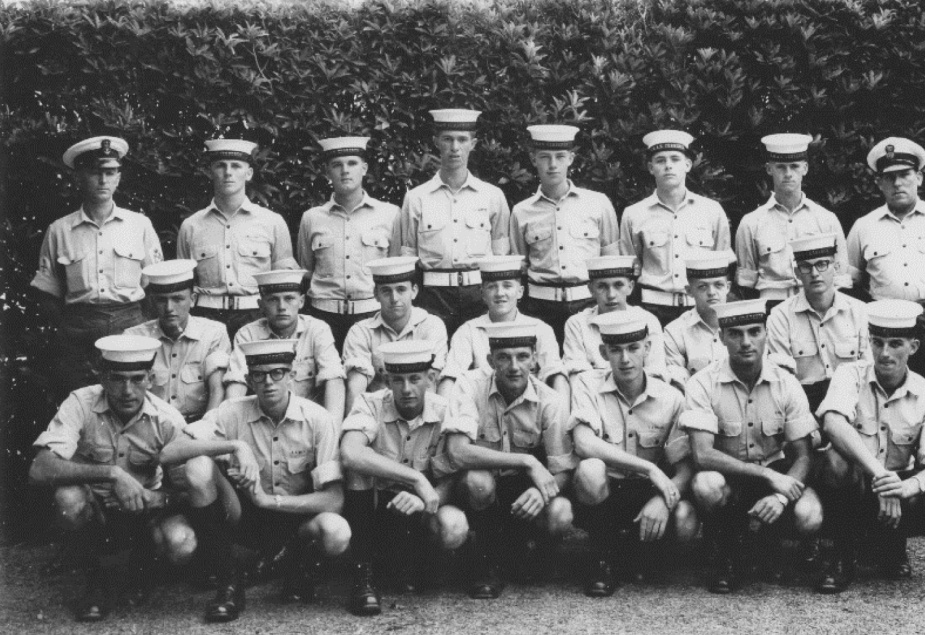 Shipp's recruit school class of 1963. Noel may be seen in the back row, second from left.