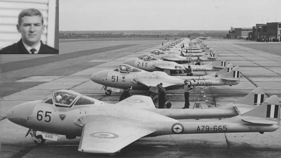 RAAF Vampire jet trainers on the flight line at RAAF Pearce.