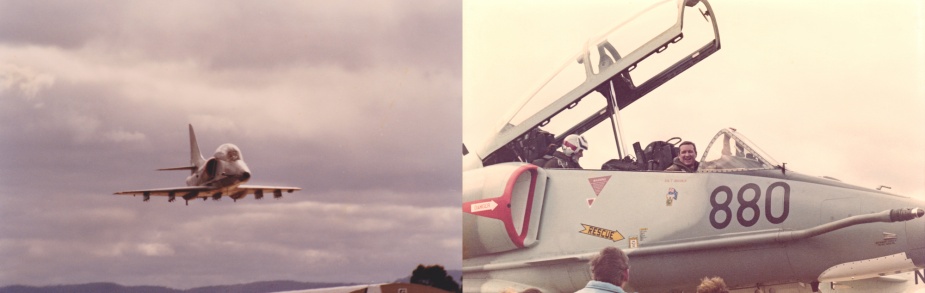 On 30 June 1984 John flew TA4G '880' with Commodore John Da Costa, RAN, (Ret'd) in the rear seat. Da Costa was the first RAN Skyhawk squadron CO - John Hamilton would be the last.