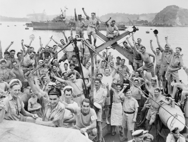 Crew members of Ballarat have something to cheer about as their ship secures for the first time to the Japanese homeland territory of Yokosuka Naval Base exactly six years after war was declared.