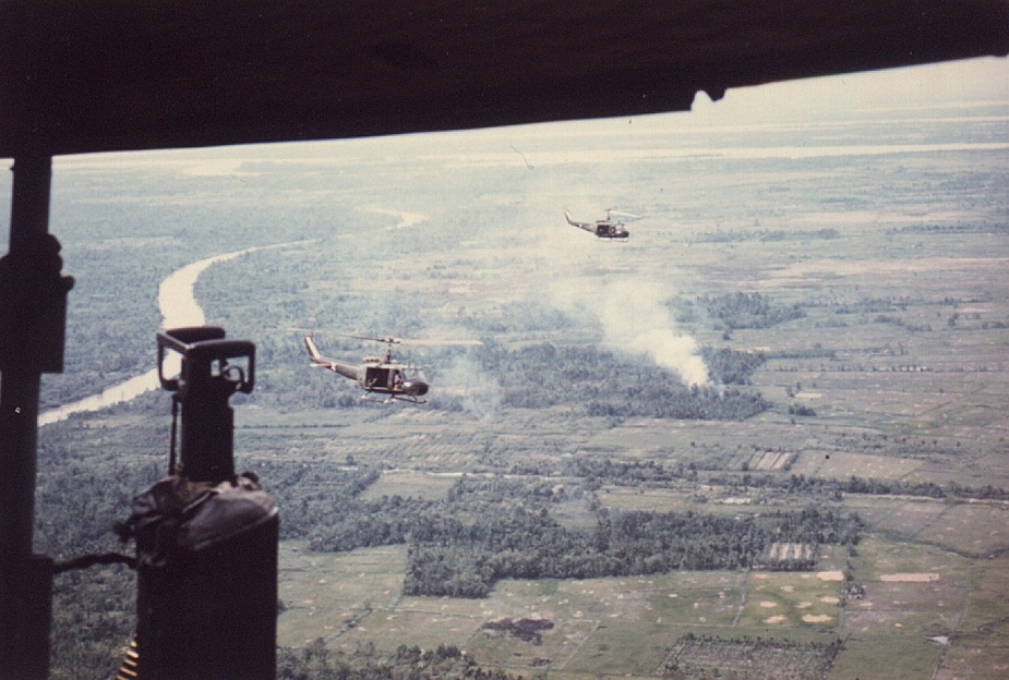 Aircraft of the 135th AHC during air mobile operations in South Vietnam.