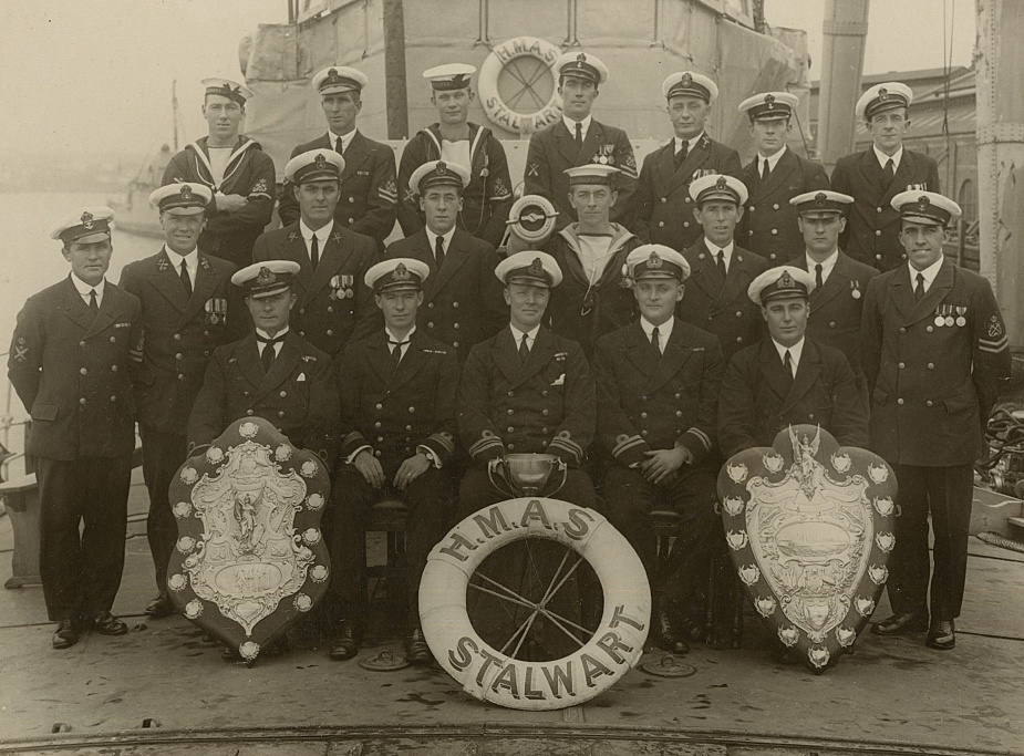 A rare photograph of both original Otranto Shields, seen here onboard HMAS Stalwart (I) in 1924. (Cant collection)