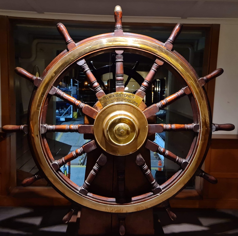 Sydney's helm can be seen at the Royal Melbourne Yacht Squadron clubhouse.