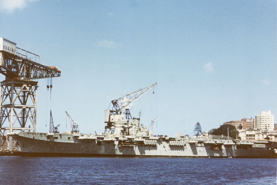 Sydney was to become a familiar sight alongside the Fitting Out Wharf at Garden Island following her reactivation as a fast troop transport.