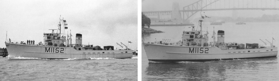 Left: HMAS Teal was commissioned on 30 August 1962, before departing the United Kingdom for Australia. Right: HMAS Teal arrived in Sydney on 7 December 1962.