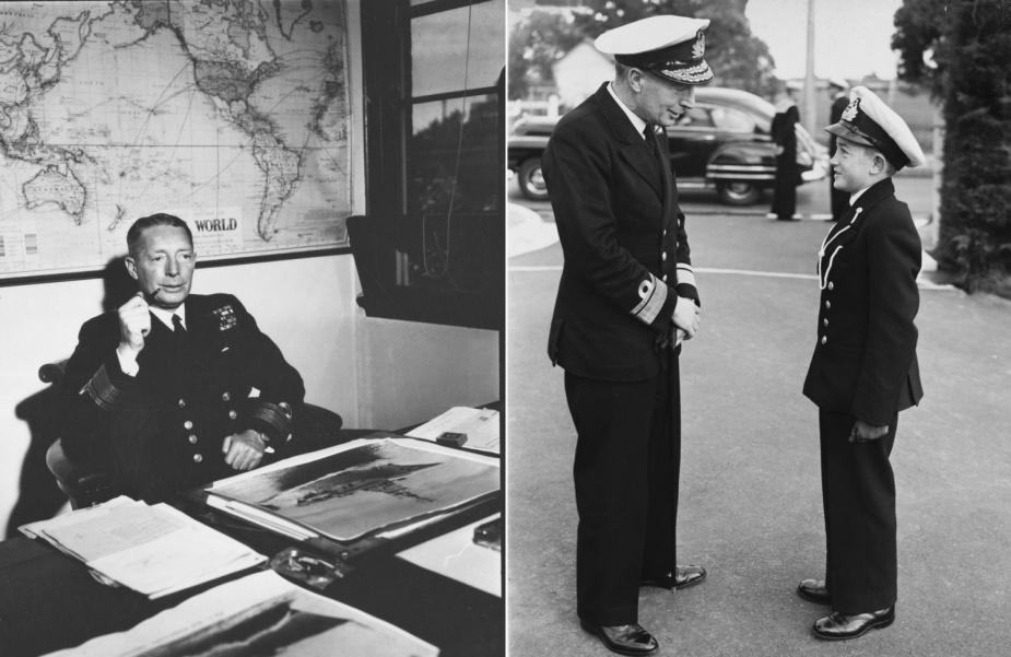 Left: Rear Admiral Collins was appointed First Naval Member of the Australian Commonwealth Naval Board and Chief of the Naval Staff, on 24 February 1948. Right: Rear Admiral Collins with Cadet Midshipman Andrewartha, during a visit to the RAN College, circa 1947.