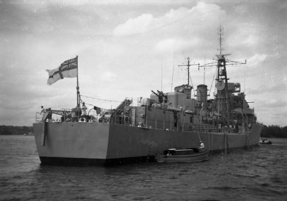 HMAS Voyager moored to a buoy in her home port, Sydney Harbour. (Courtesy John Jeremy)
