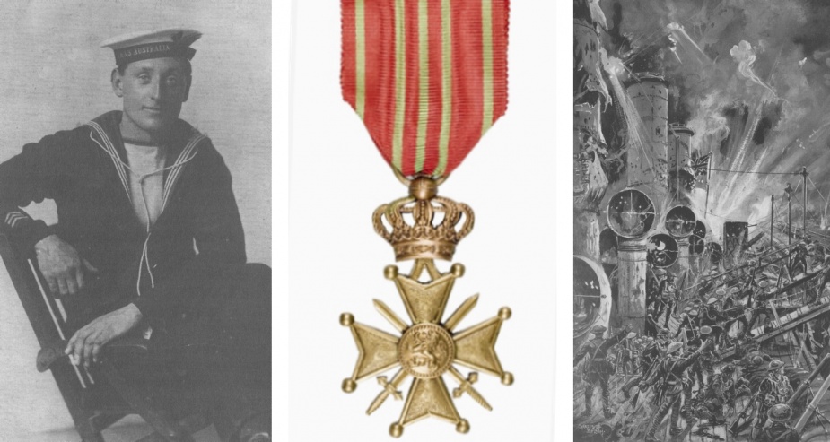 Able Seaman Henry Gillard, awarded a Belgian Croix de Guerre for his bravery (Seamans Storming Party from HMS Vindictive).