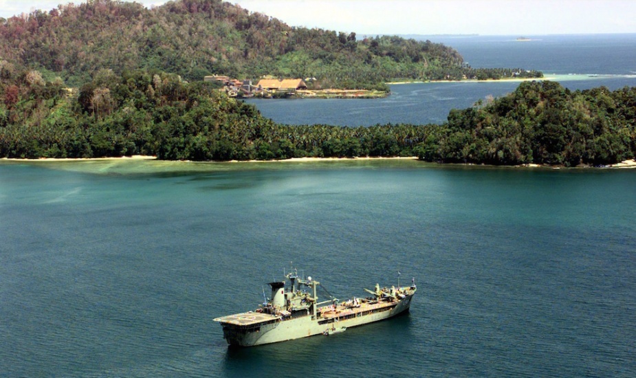 Tobruk off the Loloho coast. The Anzac base at Loloho can be seen in the background.