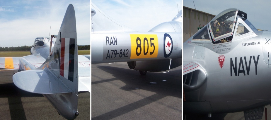 A Sea Vampire in RAN livery has been a popular attraction at the annual RAN Fleet Air Arm open day.